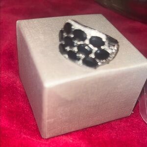 NWT Elegant Black spinel 5.25 ctw stainless steel ring